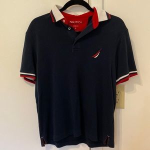 Nautica Men’s Classic Fit Navy Short Sleeve Pique Polo Shirt